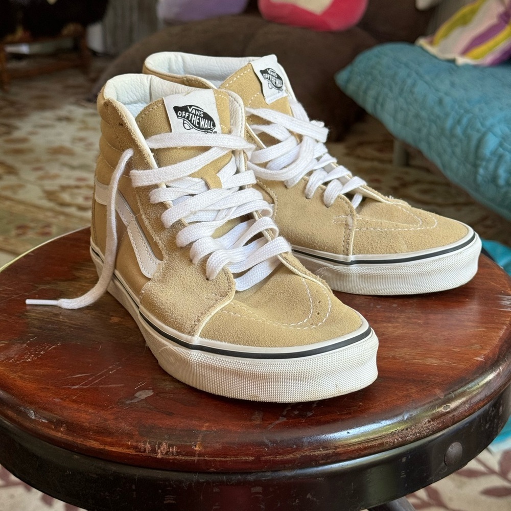 Vans Sk8-Hi Beige and White High-Top Sneakers